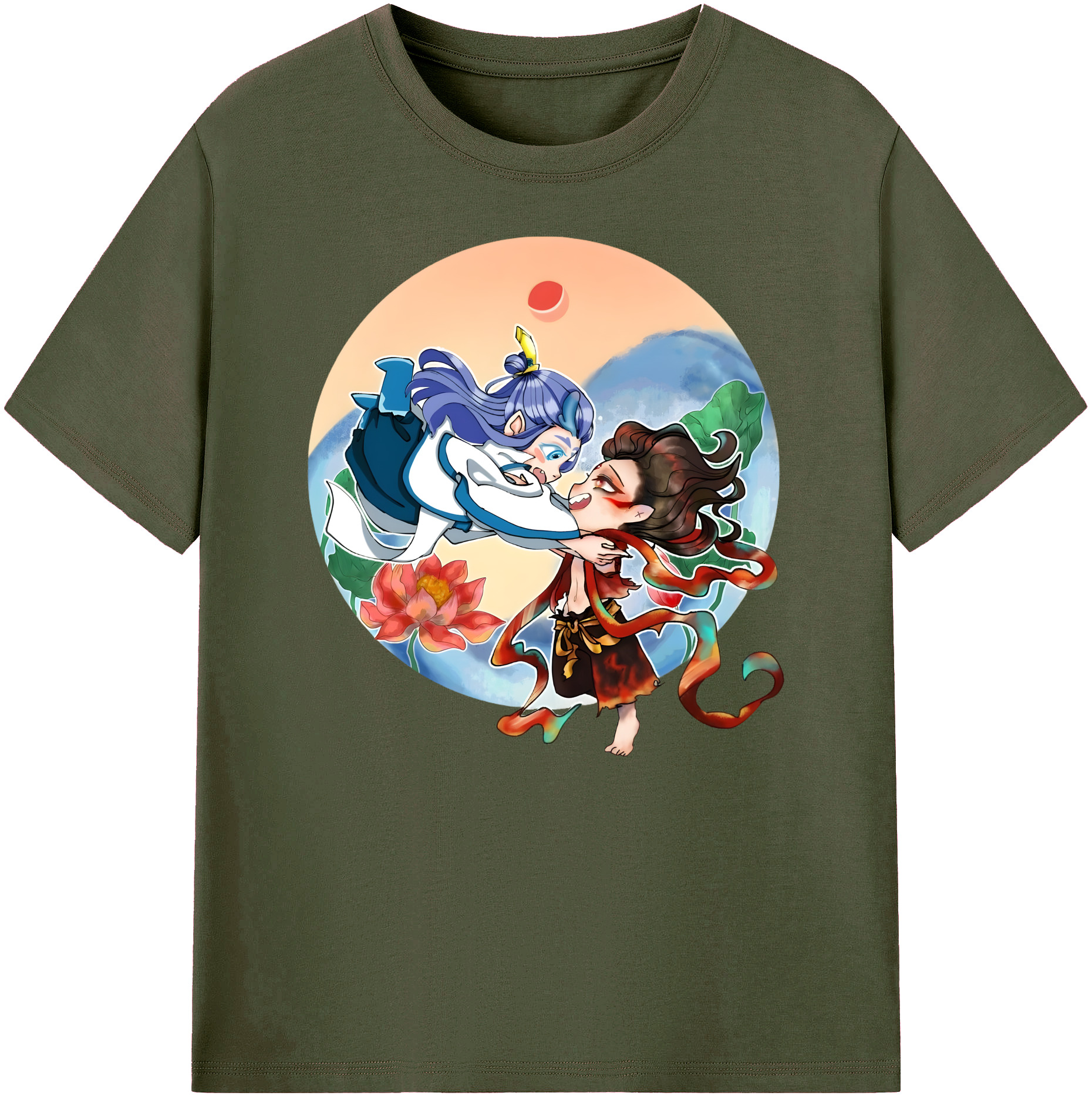 （画像用） Ne Zha 2 ナタ 魔童の大暴れ 綿100％ メンズ半袖Tシャツ｜肌触りやわらか＆通気性